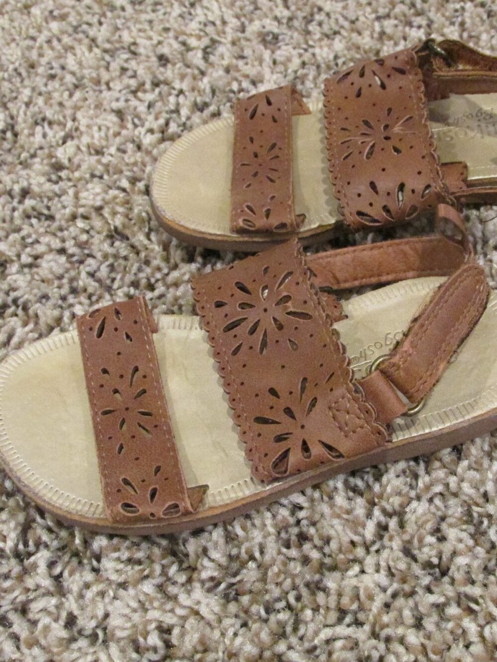 Osh Kosh Slip On Sandals Toddler Girls Size 6M Brown Open Toe‎ Summer Church